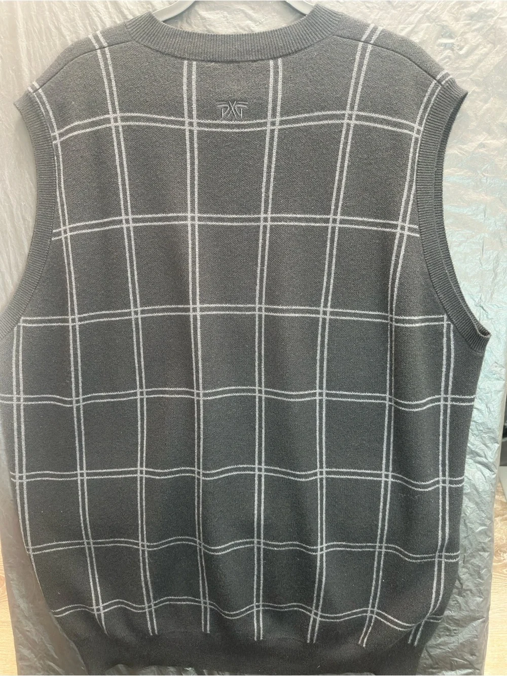 PXG Parsons Xtreme Golf Sweater Vest Mens 3XL Black Plaid Silk Cashmere Blend